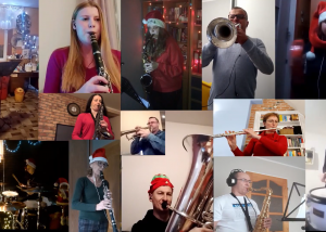 kolarz zdjęć muzyków w czasie grania na instrumentach. na każdym ujęciu jest jedna osoba