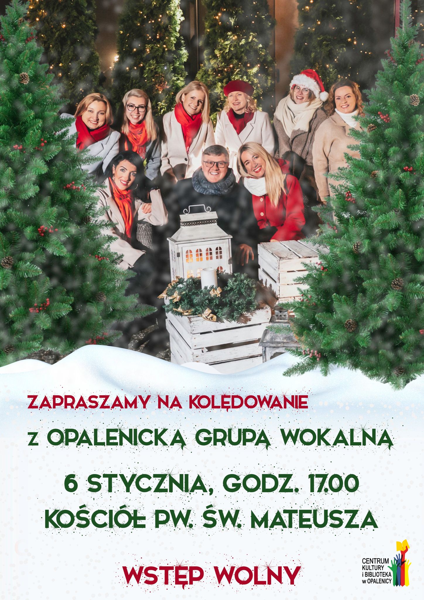 plakat informacyjny dotyczący koncertu opalenickiej grupy wokalnej